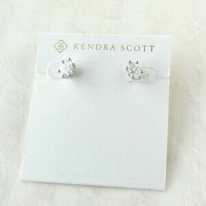 Kendra Scott Silver Crystal Stud Earrings Minimalist Design